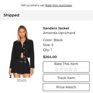 Amanda Uprichard Black Buttoned Blazer